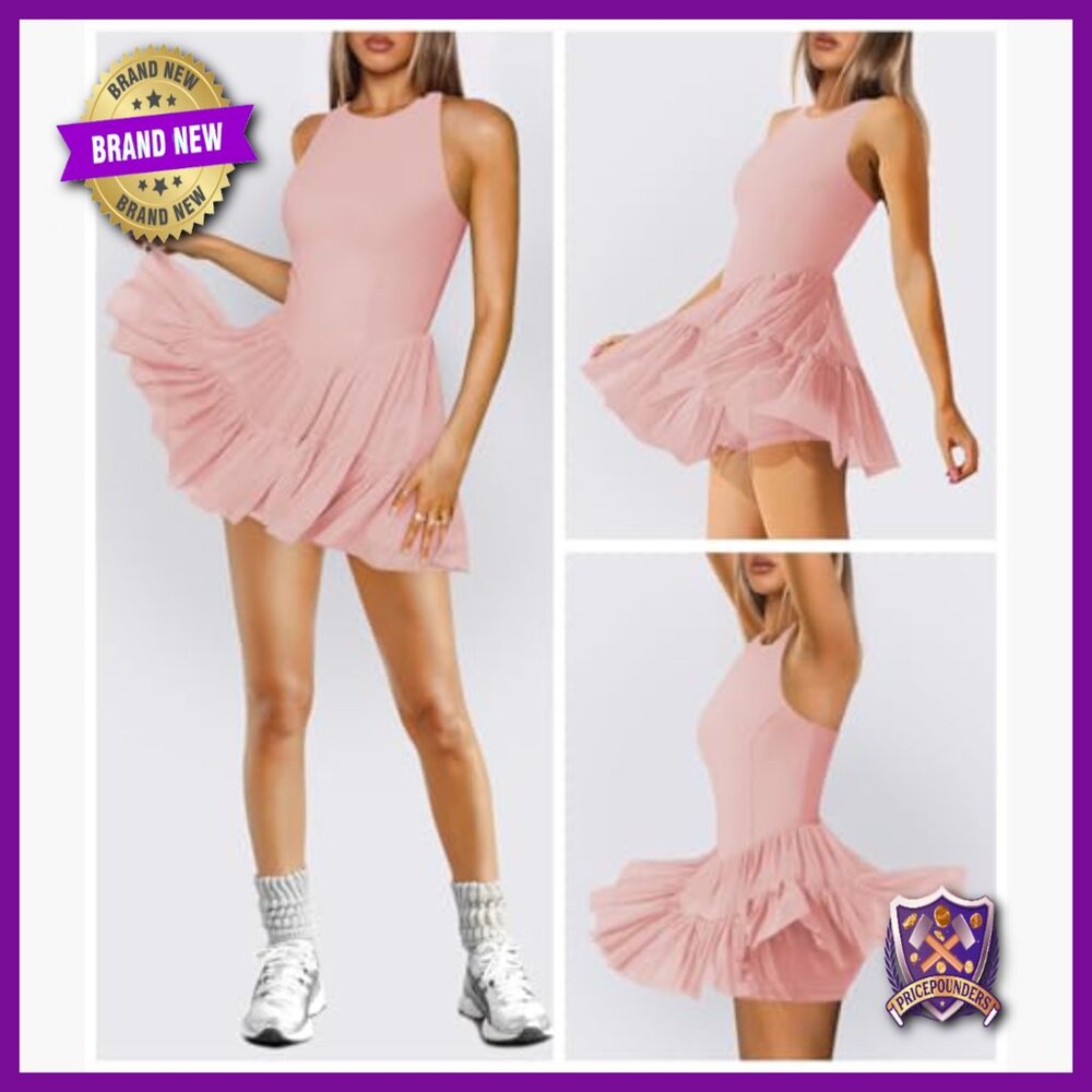 Slim Fit Active Dress with Built-In Shorts Pockets X-Back Straps - Picture 2 of 6